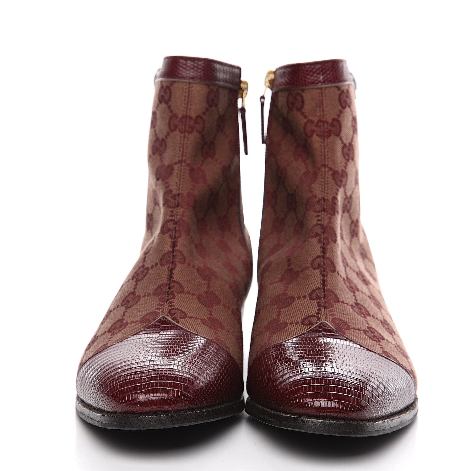 Gucci GG Monogram Lizard Mens GG Ankle Boots 8 Sahara Rubino Bright Bordeaux 2 of 8