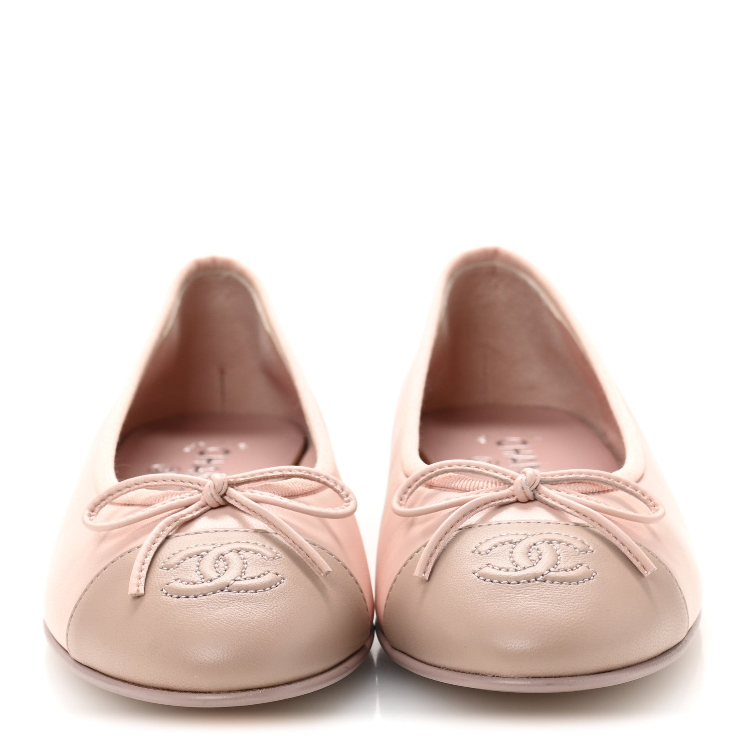 Chanel Lambskin Cap Toe CC Ballerina Flats 37 Light Pink Dark Pink 3 of 9