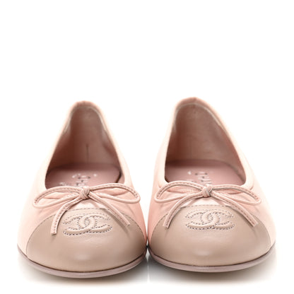 Chanel Lambskin Cap Toe CC Ballerina Flats 37 Light Pink Dark Pink 3 of 9