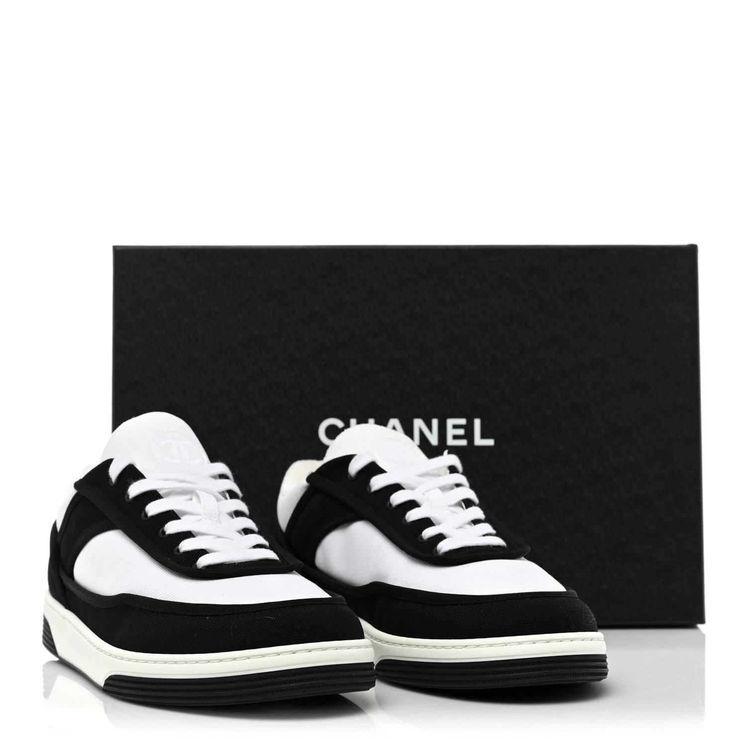 Chanel Fabric Womens Logo Sneakers 40.5 Black White 10 of 10