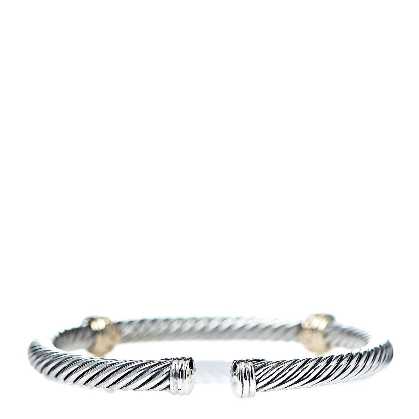 Sterling Silver 14K Yellow Gold 5mm Cable Classics Two Station Bracelet