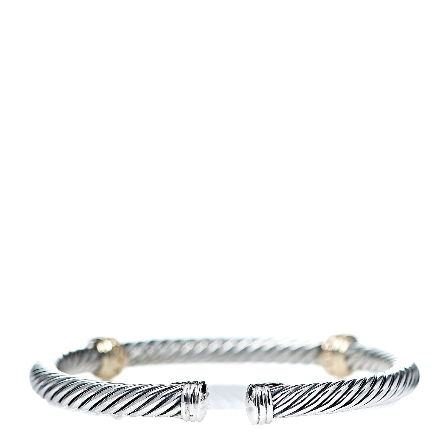 David Yurman Sterling Silver 14K Yellow Gold 5mm Cable Classics Two Station Bracelet 2 of 4