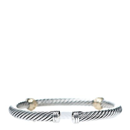 David Yurman Sterling Silver 14K Yellow Gold 5mm Cable Classics Two Station Bracelet 2 of 4