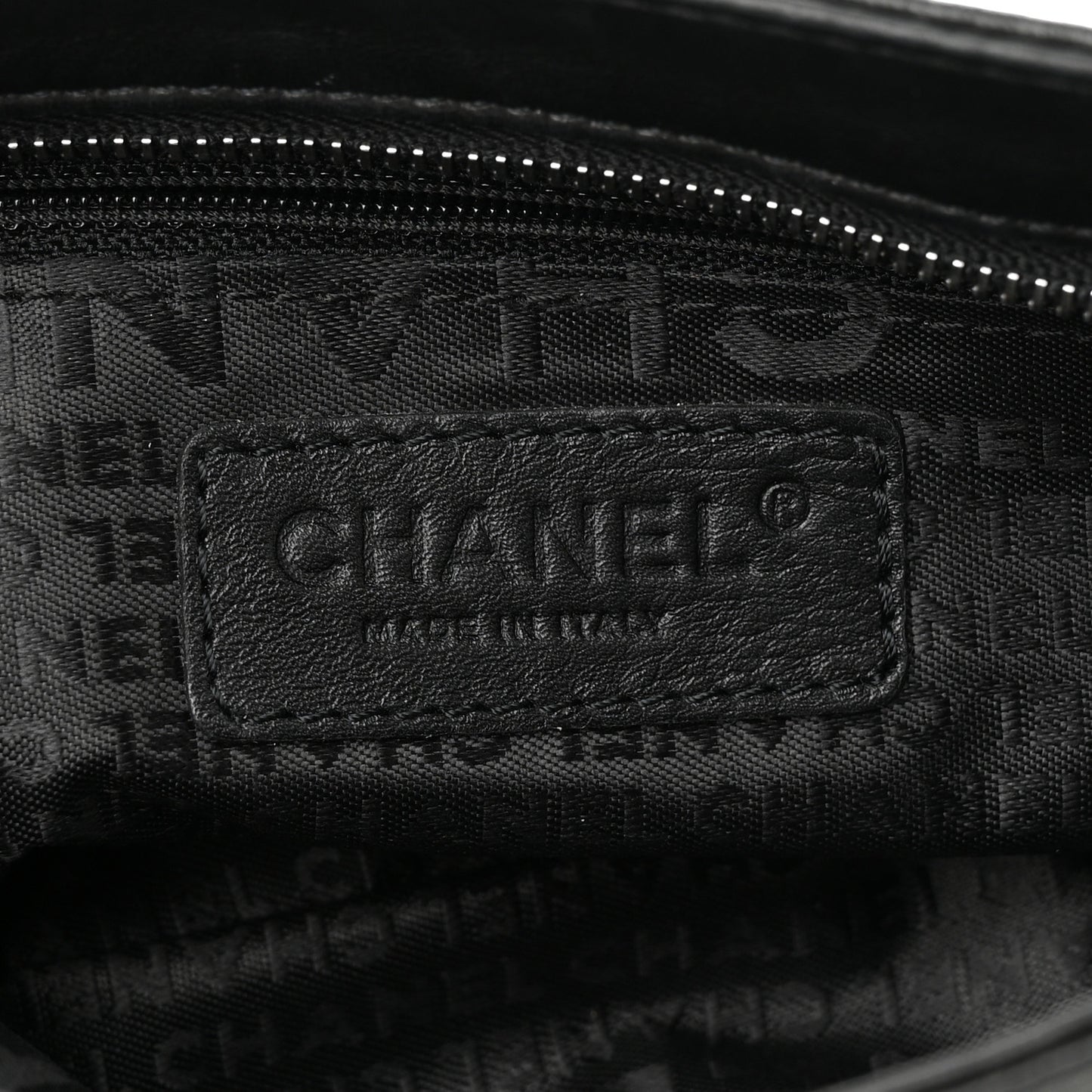 Calfskin Chain Stitch Clutch Black