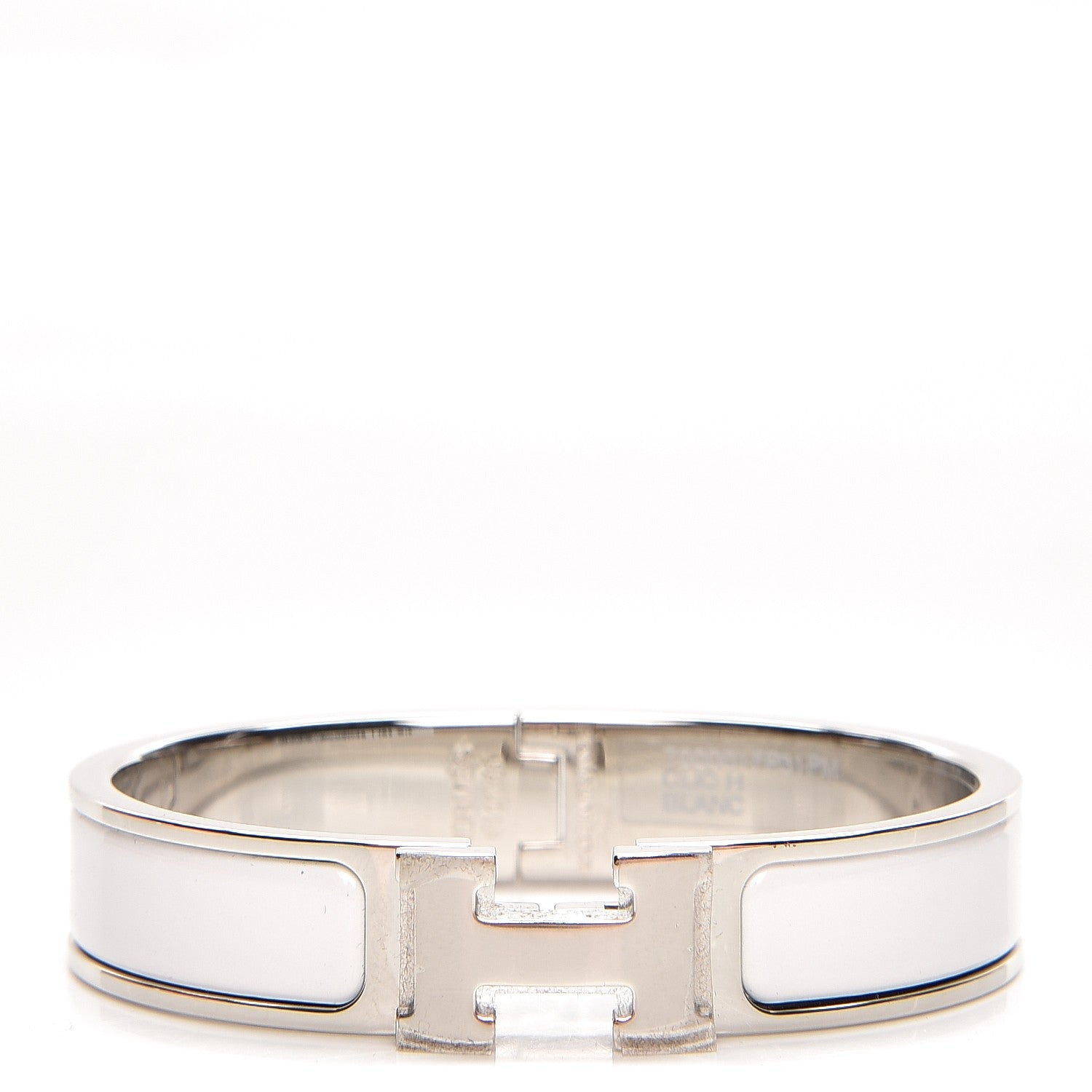Hermes Enamel Narrow Clic Clac H Bracelet PM White 1 of 5