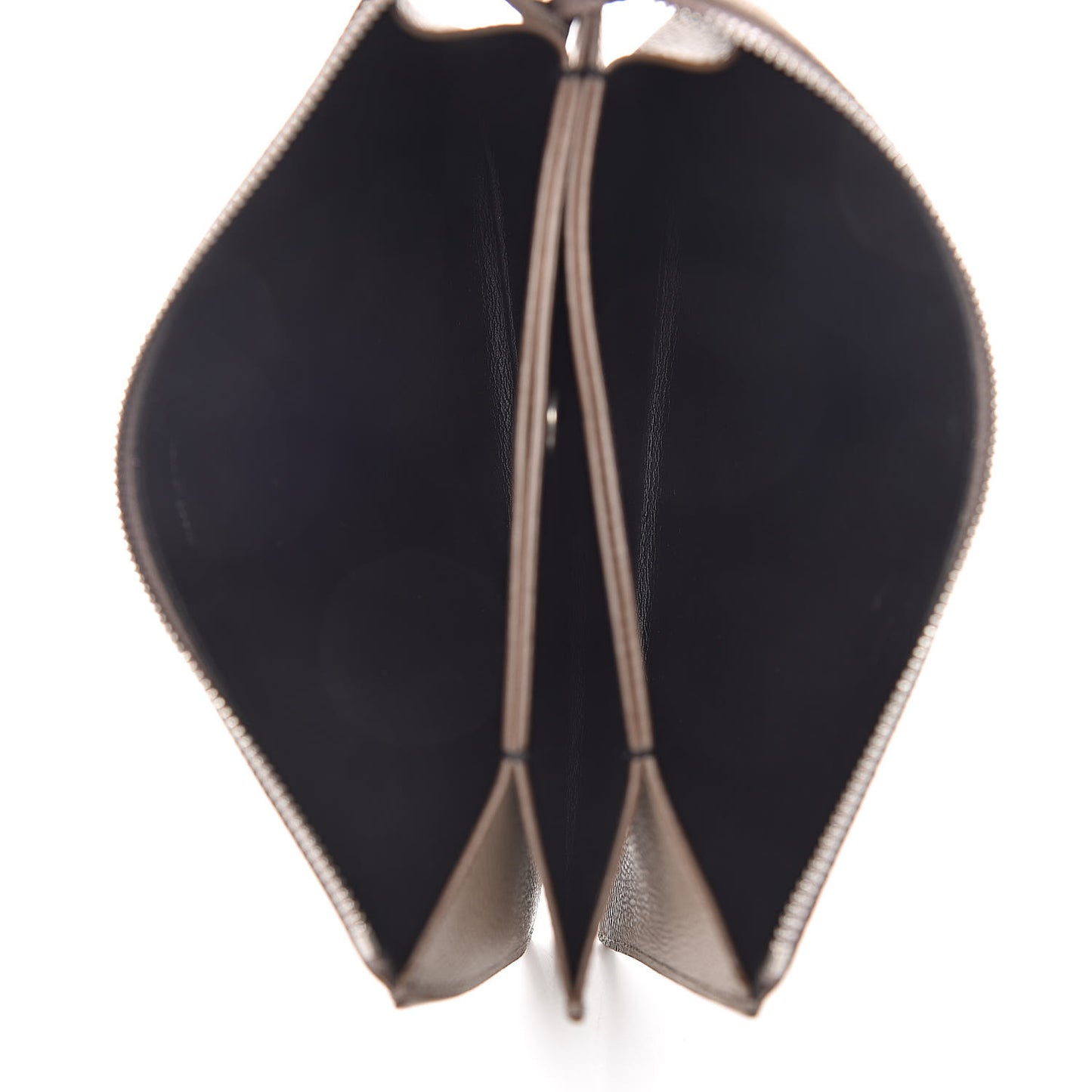 Shiny Grained Calfskin Solo Trio Cosmetic Pouch Taupe
