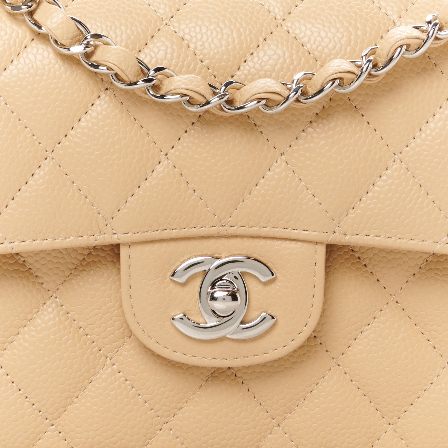 Chanel Caviar Quilted Small Double Flap Beige 9 of 12