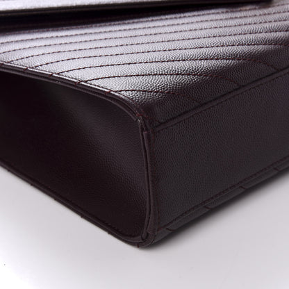 Saint Laurent Grain De Poudre Matelasse Chevron Large Monogram Satchel Rouge Legion 10 of 13