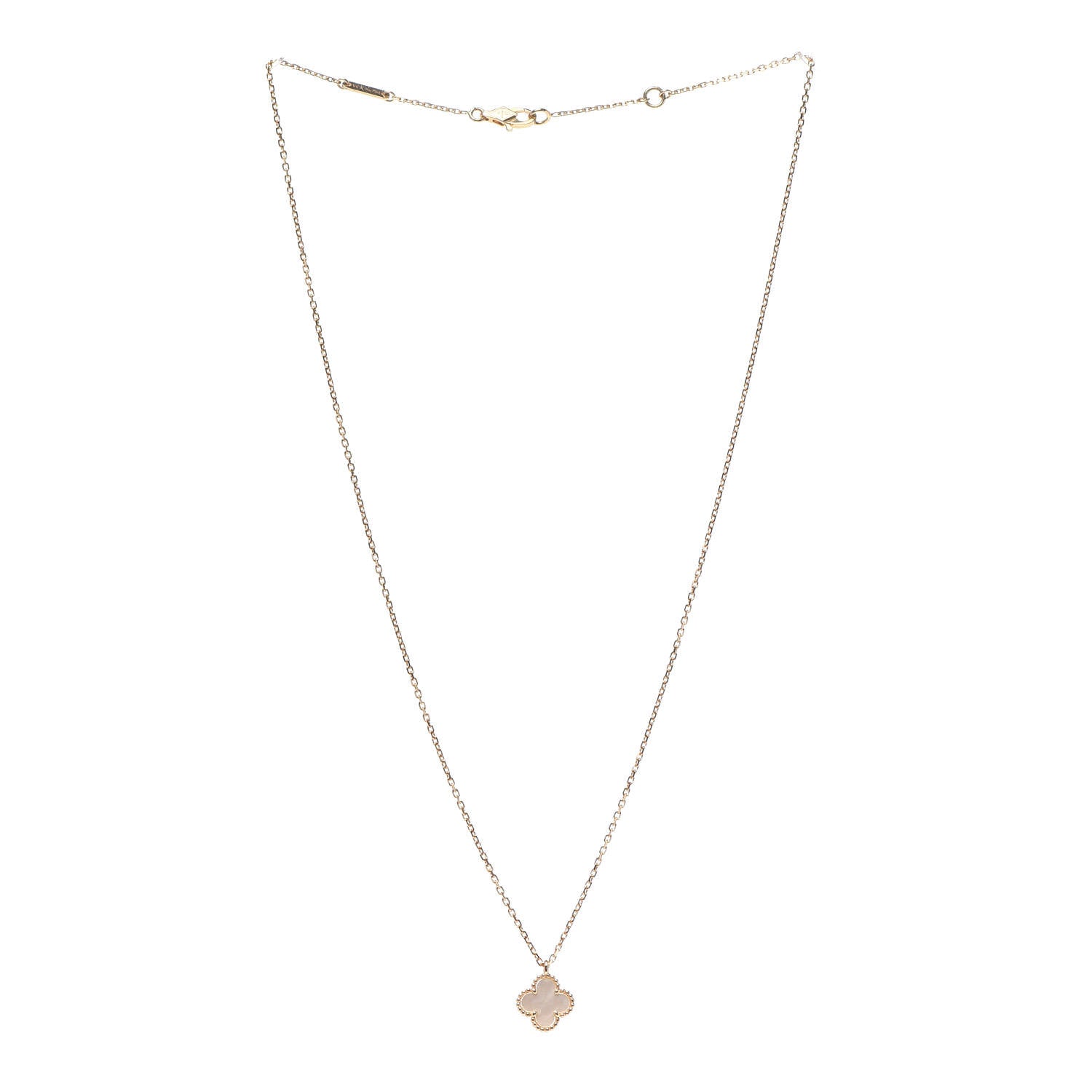 Van Cleef & Arpels 18K Yellow Gold Mother of Pearl Sweet Alhambra Pendant Necklace 3 of 8