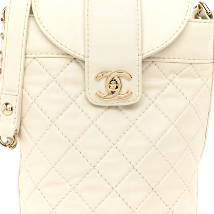 Chanel Lambskin Quilted CC Bucket Bag White 8 of 10