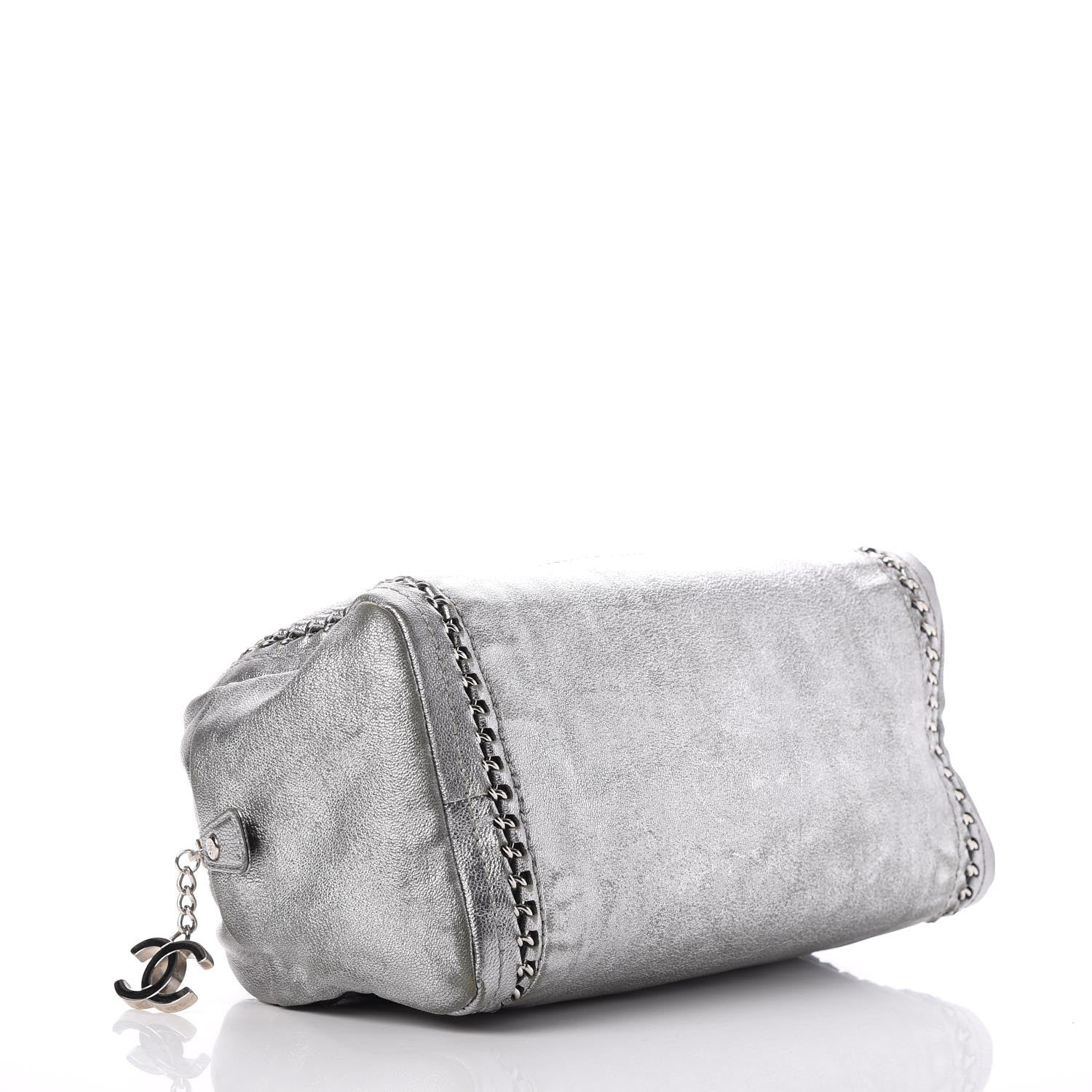 Chanel Metallic Goatskin Medium Luxe Ligne Bowler Tote Silver 5 of 23