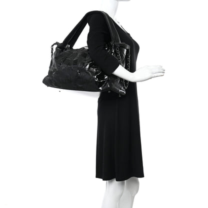 Chanel Lambskin Patent Calfskin Brooklyn Patchwork Hobo Black 2 of 10