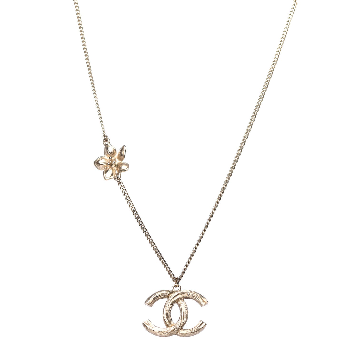 Chanel CC Flower Pendant Necklace Gold 1 of 4