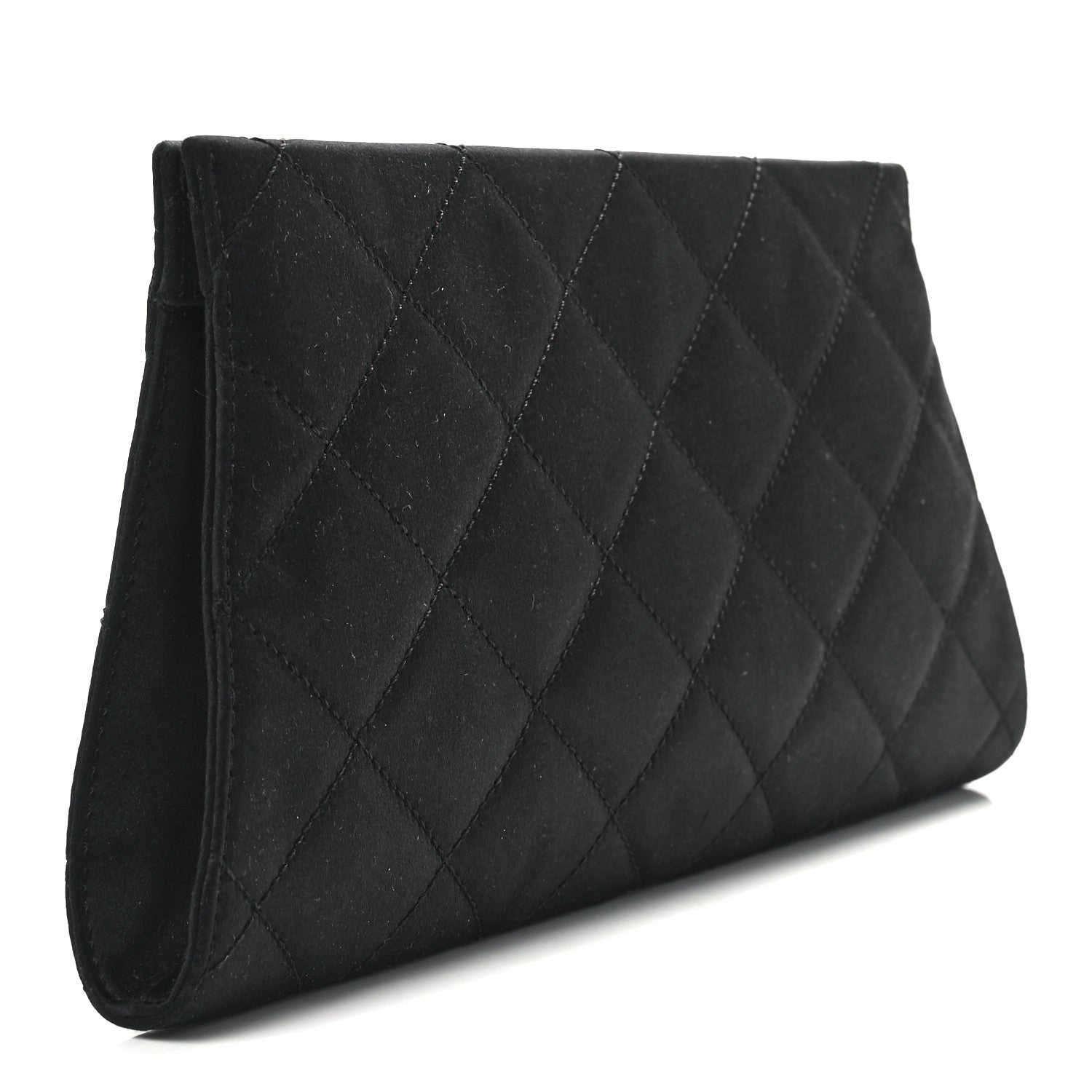 Chanel Satin Quilted Frame Clutch Black 3 of 10