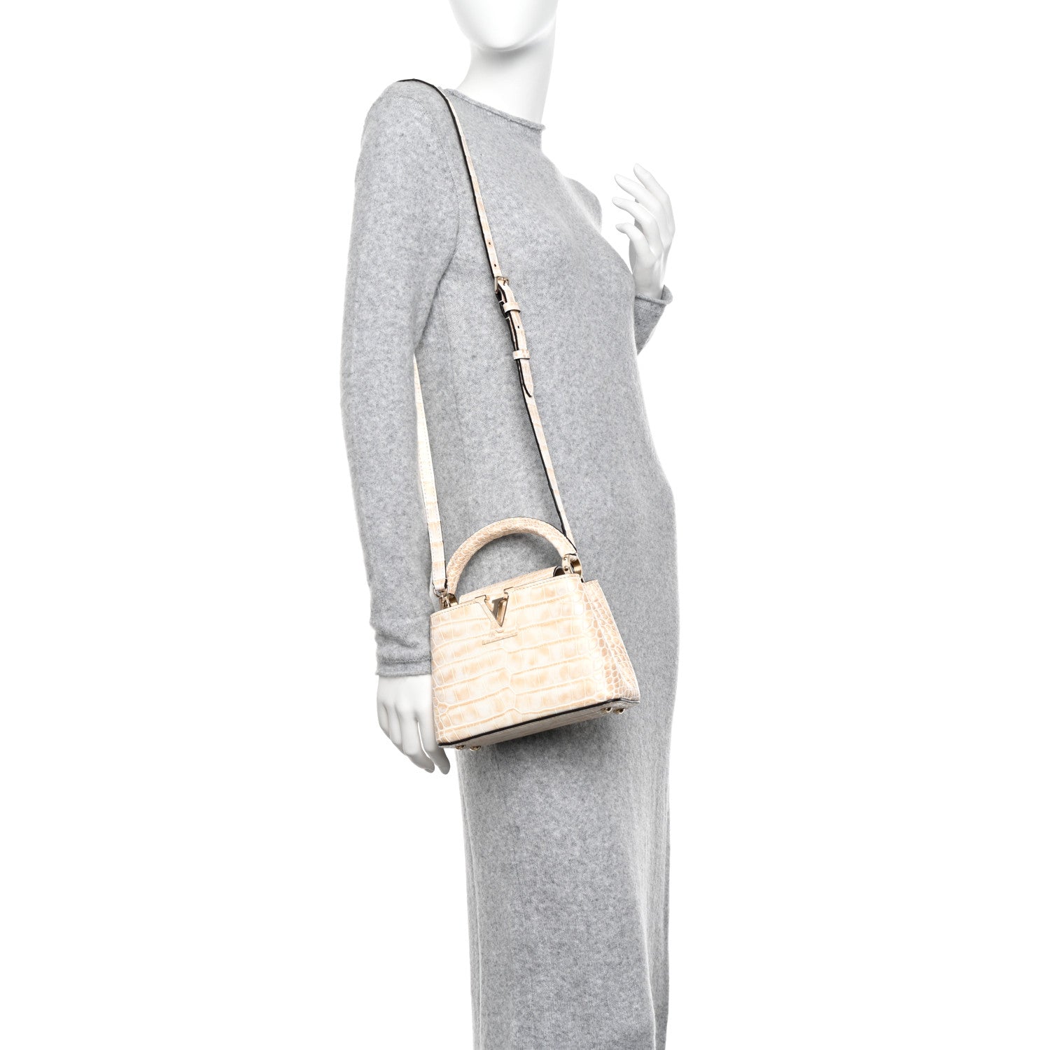 Louis Vuitton Alligator Mini Capucines Pearl 2 of 10