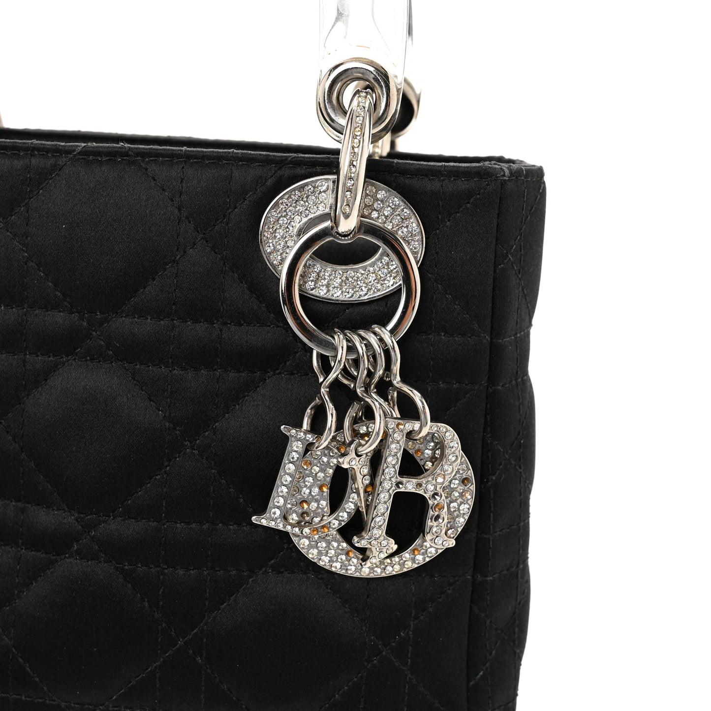 Satin Swarovski Crystal Acrylic PVC Cannage Mini Lady Dior Black