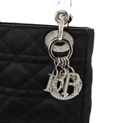 Christian Dior Satin Swarovski Crystal Acrylic PVC Cannage Mini Lady Dior Black 11 of 13