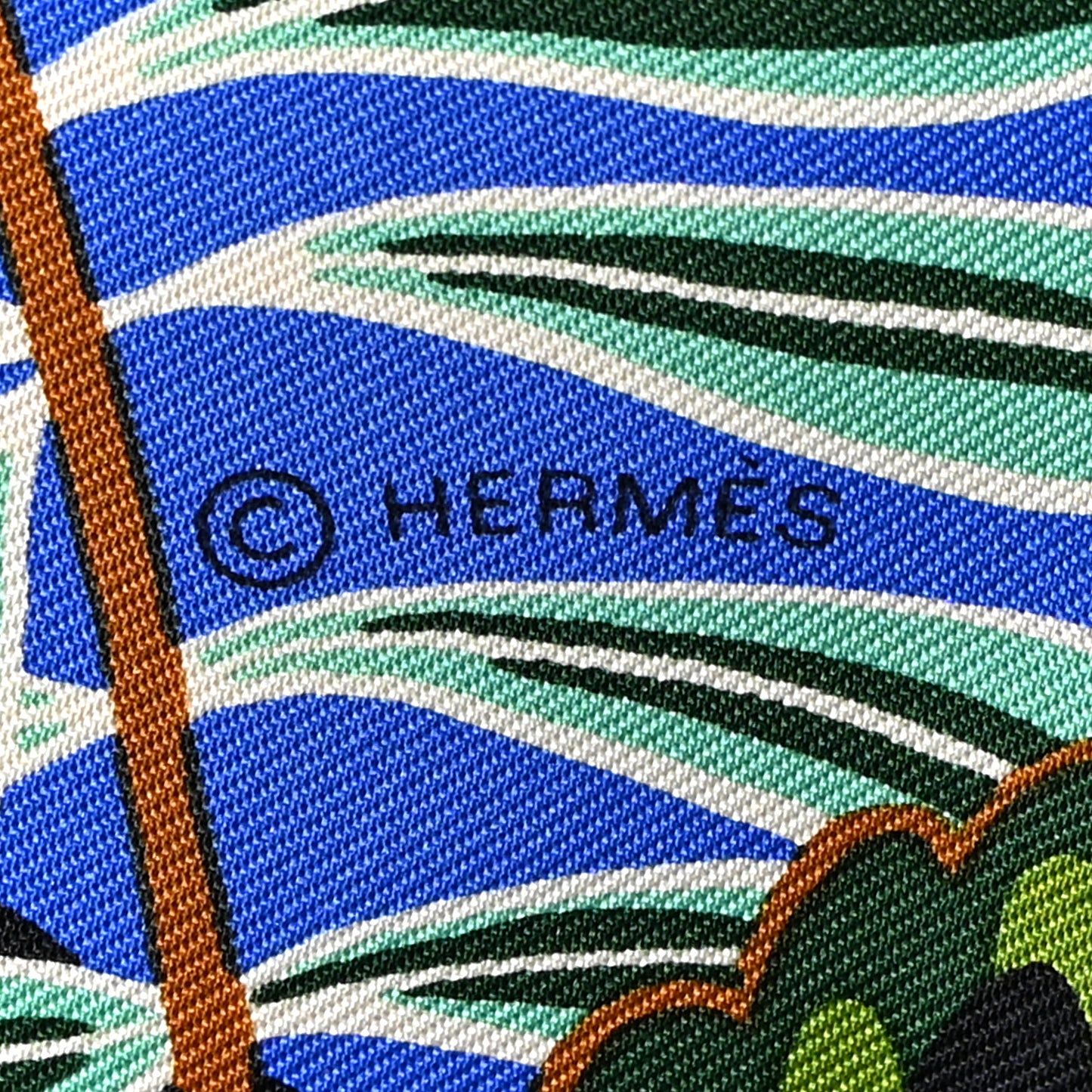 Silk The Three Graces Scarf 90 Bleu Vif Marron Vert