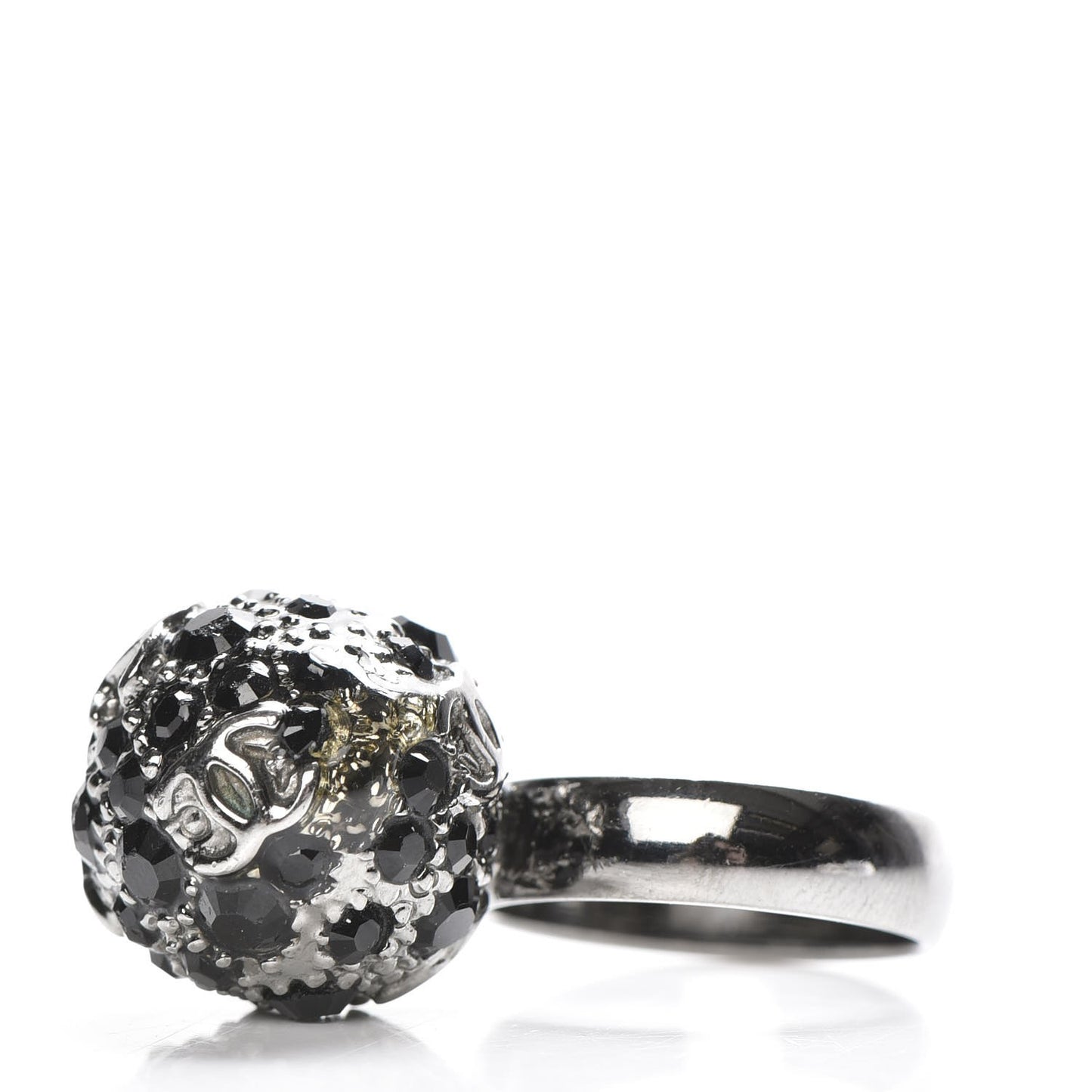 Crystal CC Cluster Ring size 6.75 Black