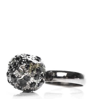 Chanel Crystal CC Cluster Ring size 6.75 Black 3 of 4
