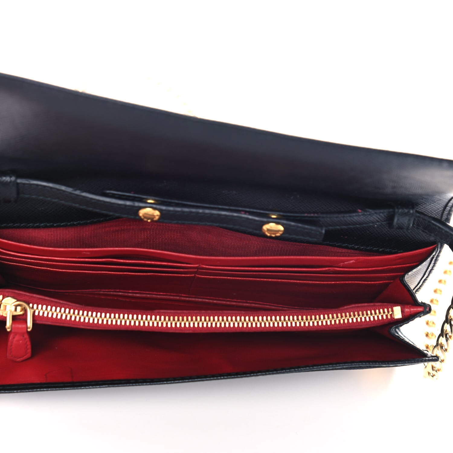 Prada Saffiano Lux Chain Wallet Black 4 of 11