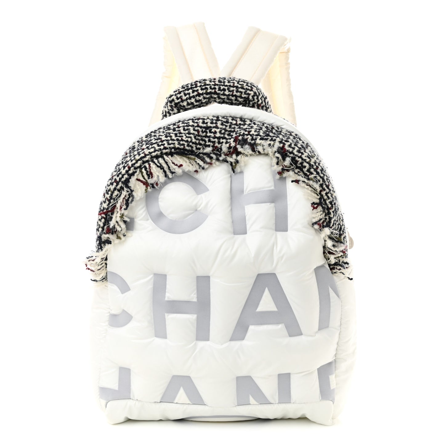 Nylon Tweed Coco Neige Small Doudoune Backpack Ivory