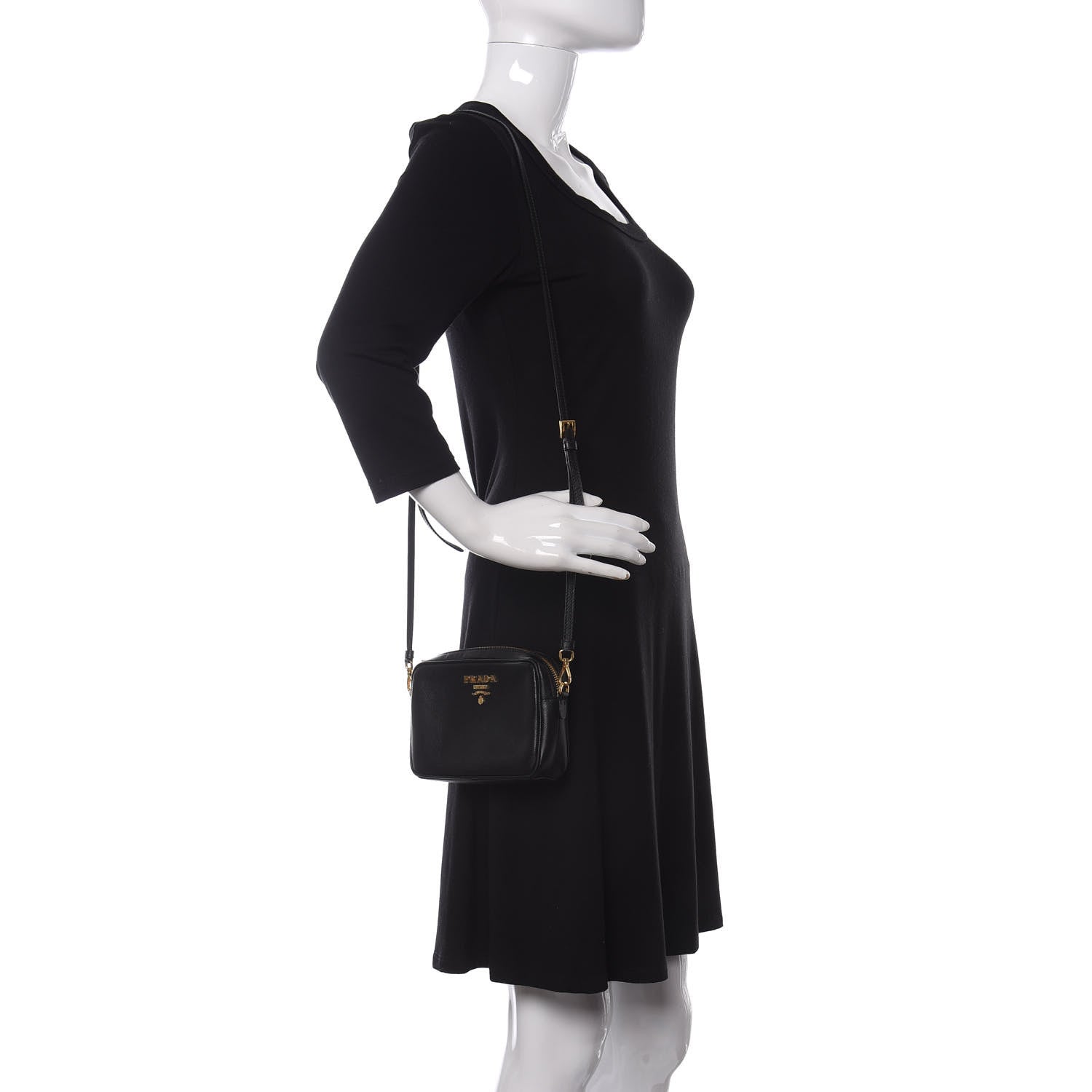 Prada Saffiano Lux Small Camera Crossbody Bag Black 2 of 10