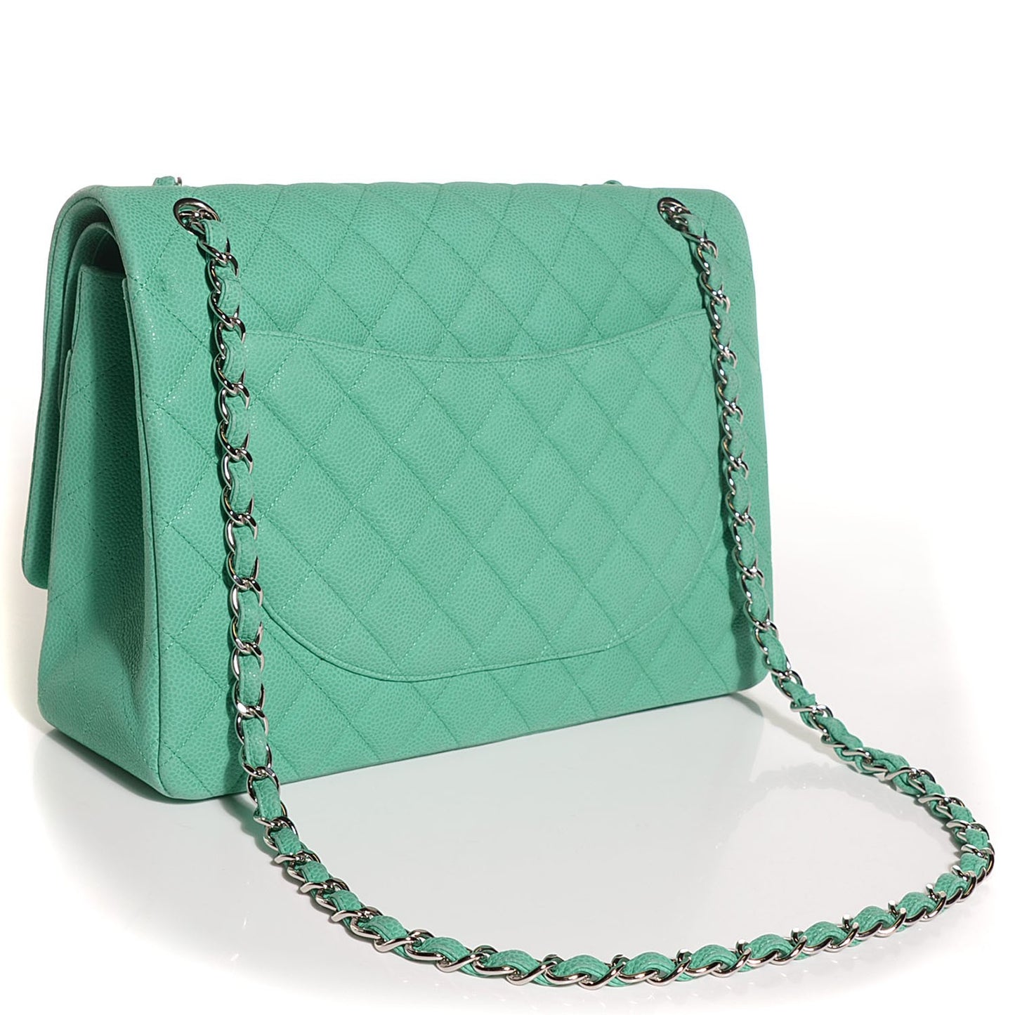 Iridescent Caviar Maxi Double Flap Green