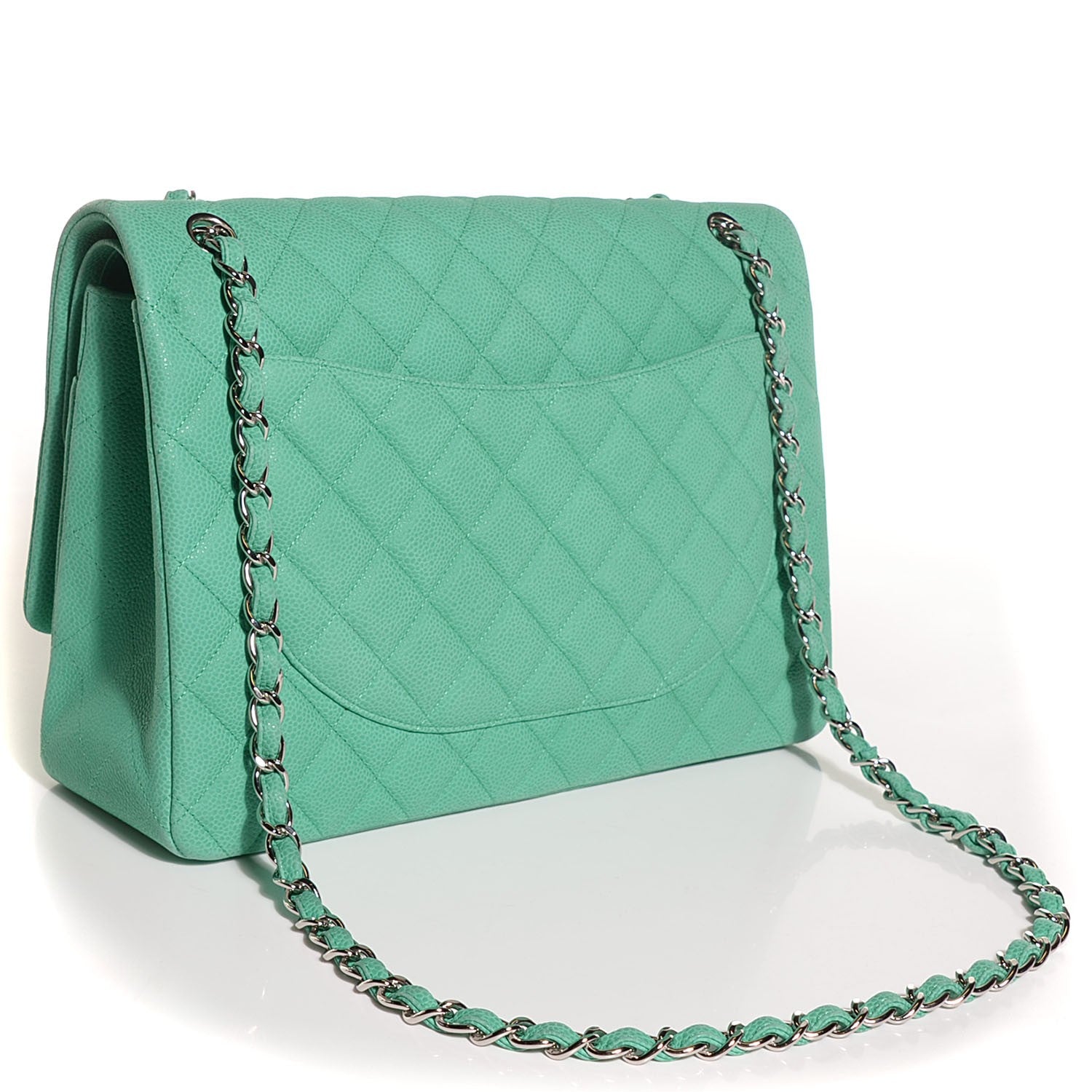 Chanel Iridescent Caviar Maxi Double Flap Green 3 of 9