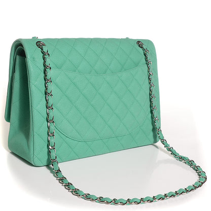 Chanel Iridescent Caviar Maxi Double Flap Green 3 of 9