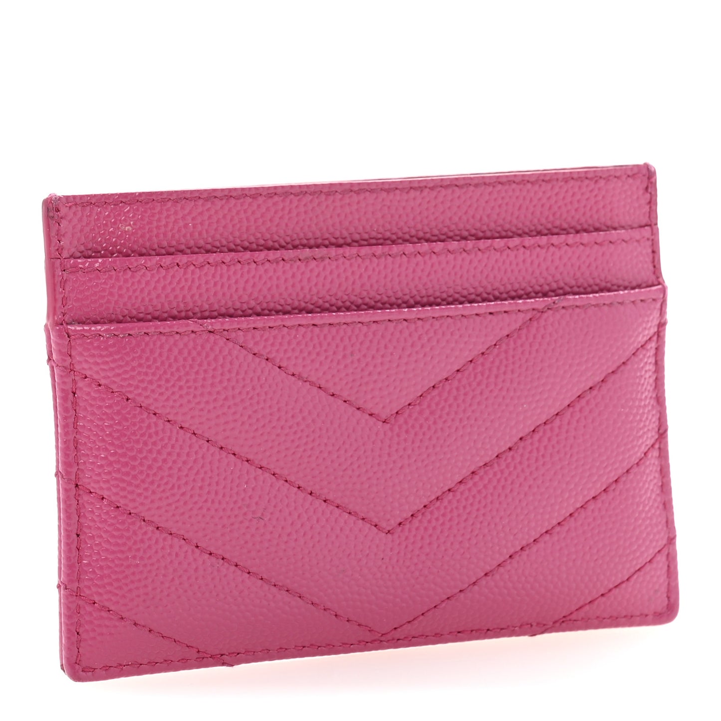 Grain De Poudre Matelasse Chevron Monogram Credit Card Case Fresh Fuxia