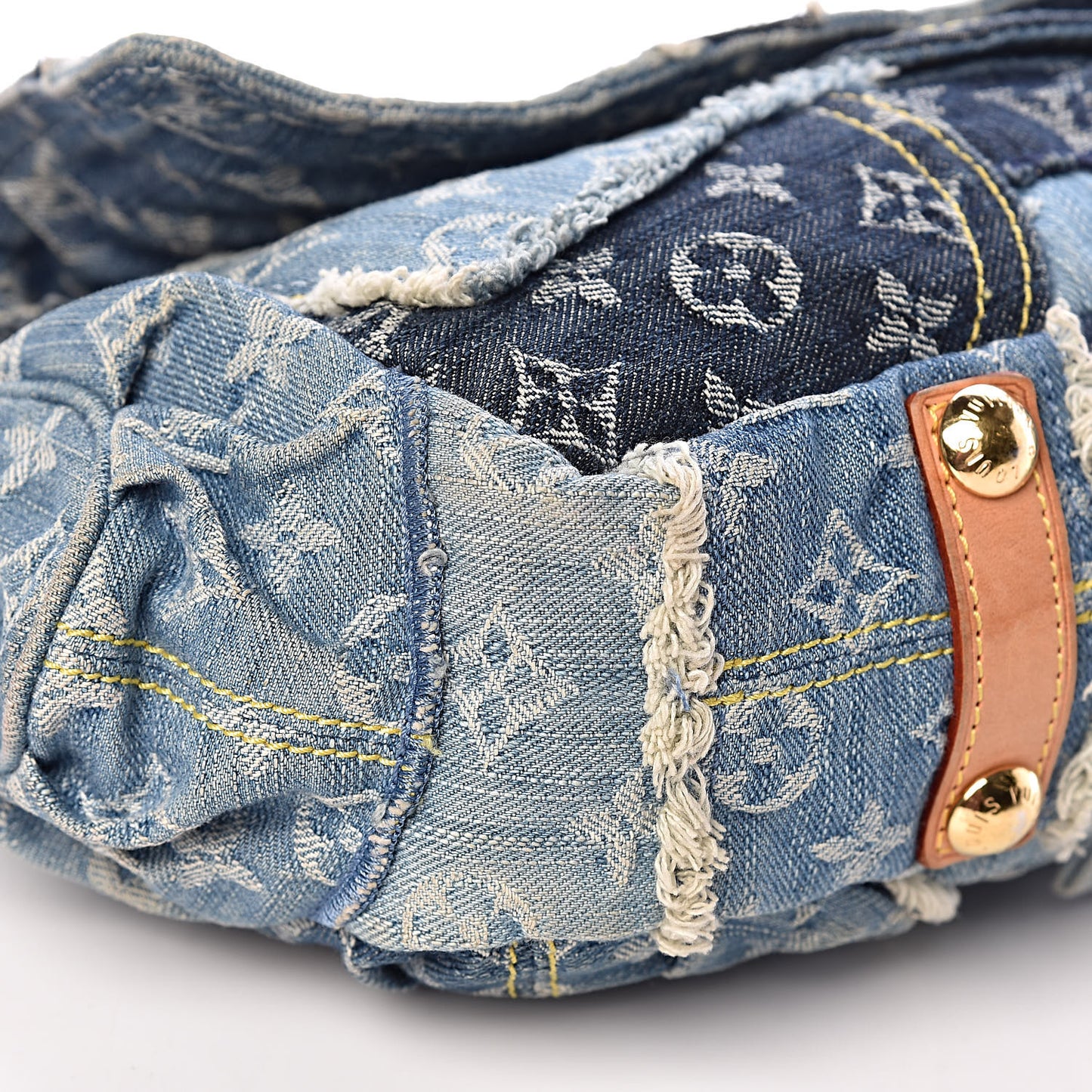 Denim Patchwork Posty Messenger Bag Blue