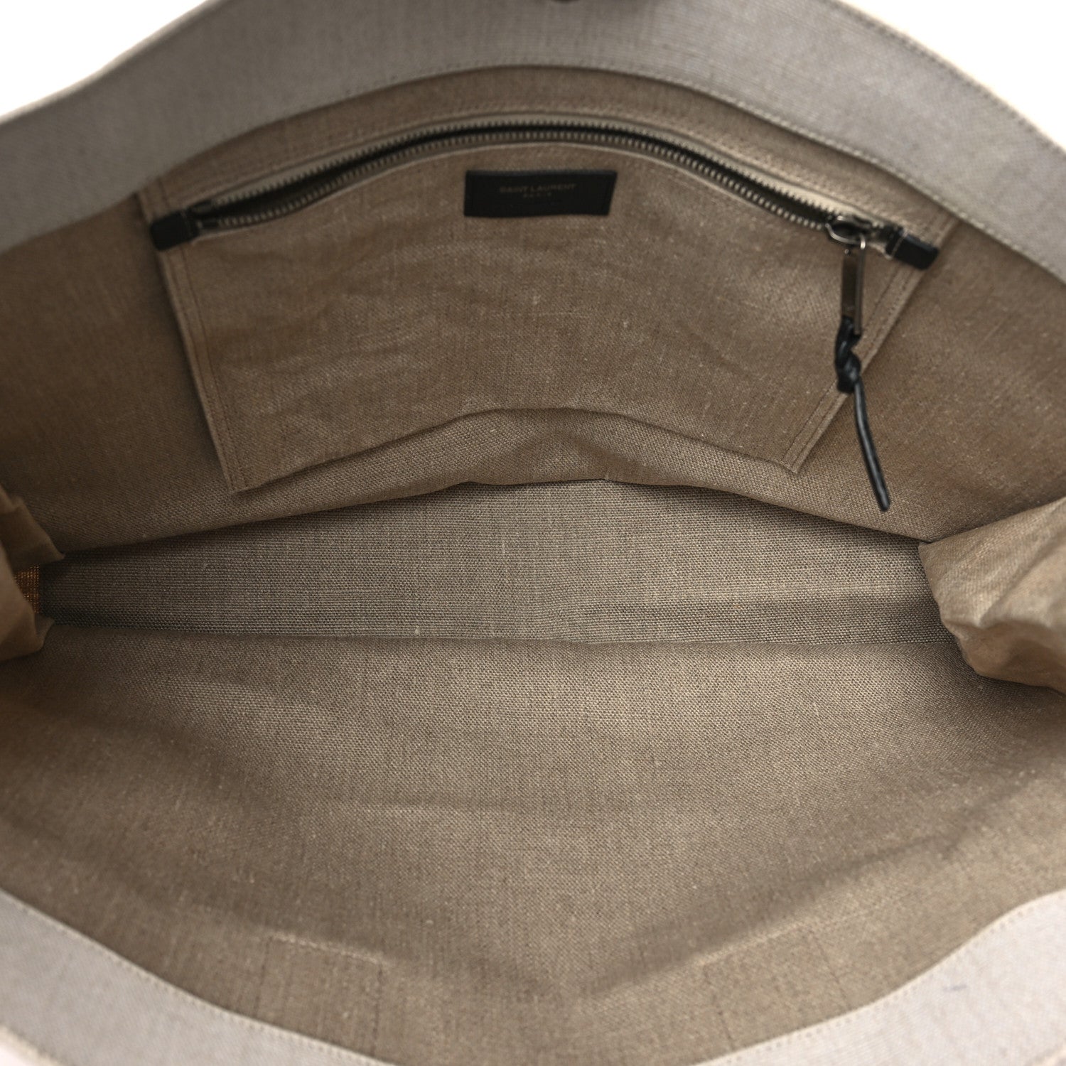 Saint Laurent Linen Calfskin Rive Gauche Tote Optic White 5 of 11