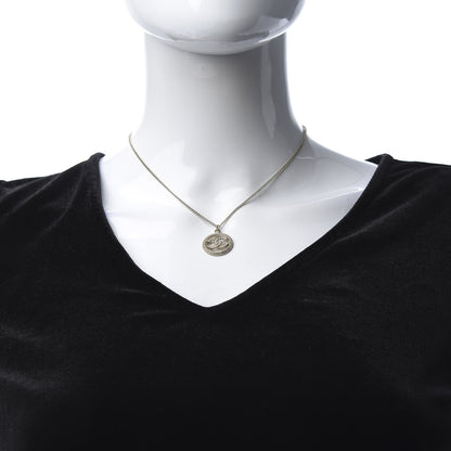 Chanel Crystal CC Medallion Pendant Necklace Gold 2 of 6
