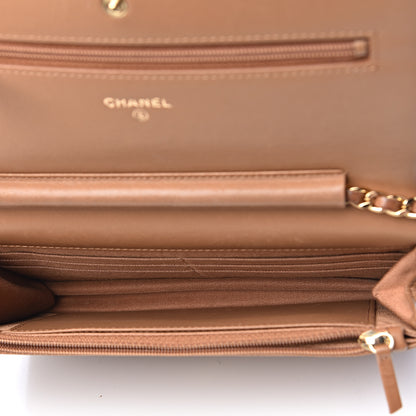Chanel Lambskin Quilted Wallet on Chain WOC Dark Beige 5 of 23