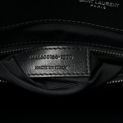 Saint Laurent Grain De Poudre Textured Mixed Matelasse Large Triquilt Monogram Satchel Black 7 of 10