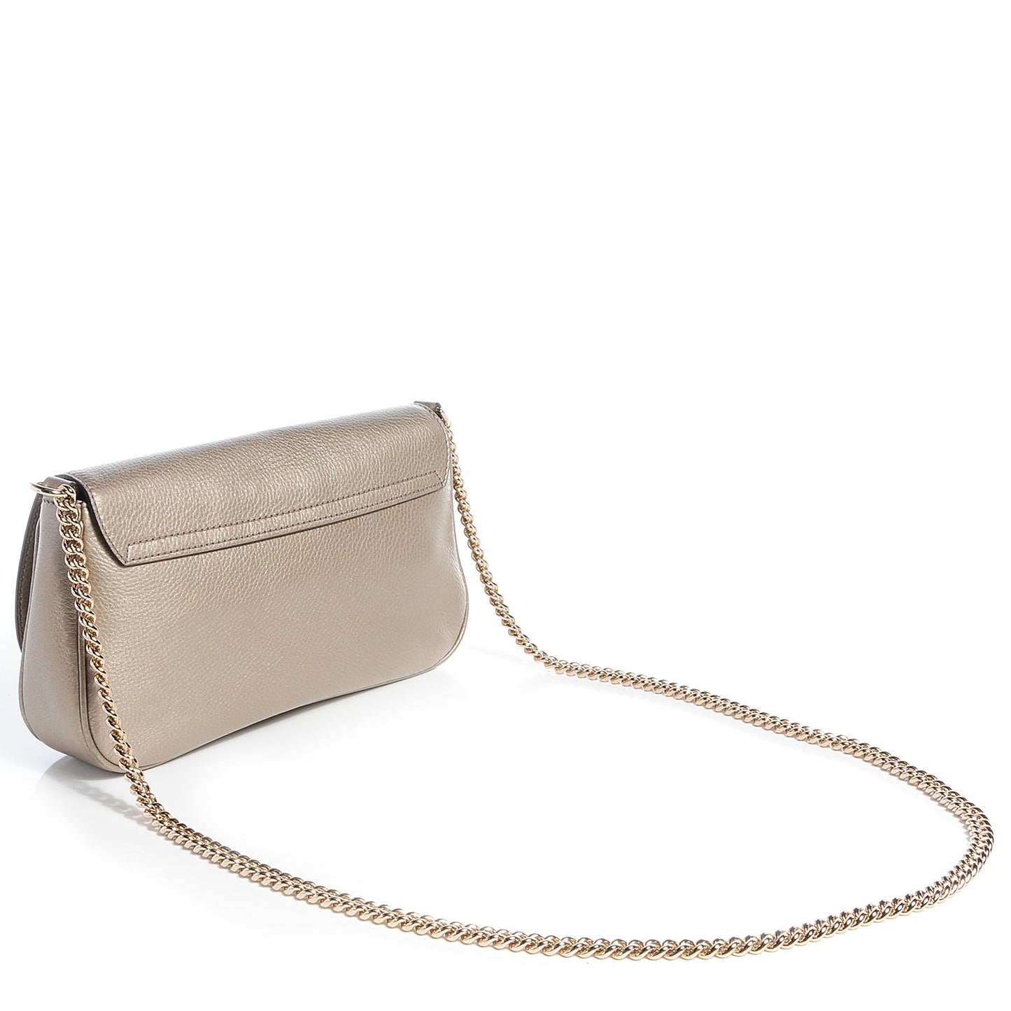 Metallic Pebbled Calfskin Medium Soho Flap Crossbody Golden Beige