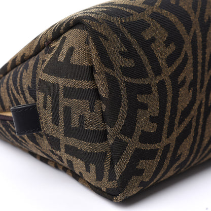 Fendi X SARAH COLEMAN Fabric Jacquard Vitello King FF Vertigo Medium Trapezoid Beauty Pouch Tobacco Moro Black 8 of 9