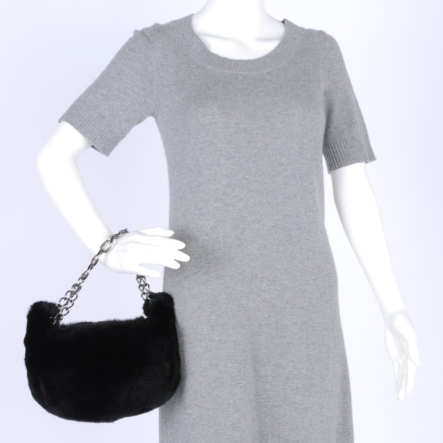 Rabbit Fur Hobo Black