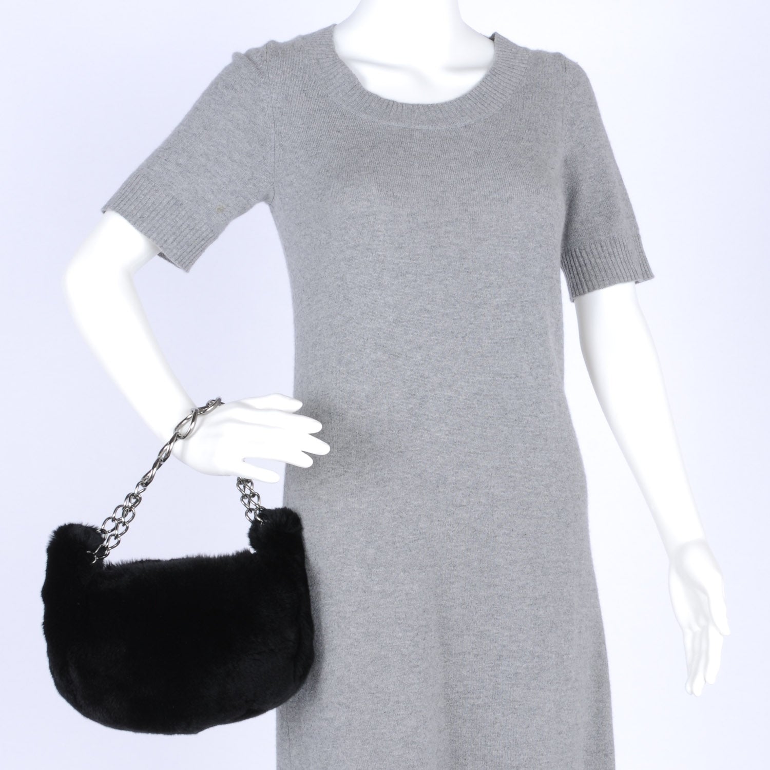 Chanel Rabbit Fur Hobo Black 2 of 6