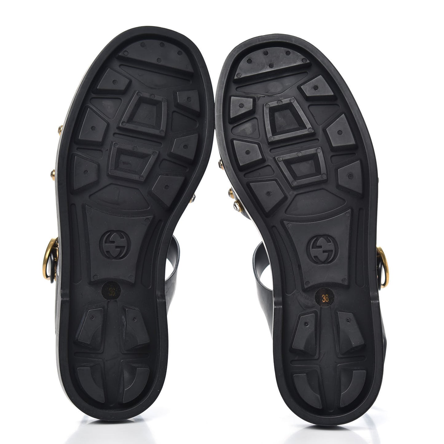 Rubber Crystal Womens Buckle Strap Sandals 36 Black