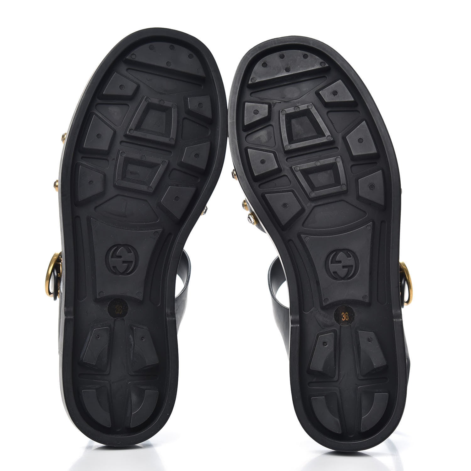 Gucci Rubber Crystal Womens Buckle Strap Sandals 36 Black 5 of 9