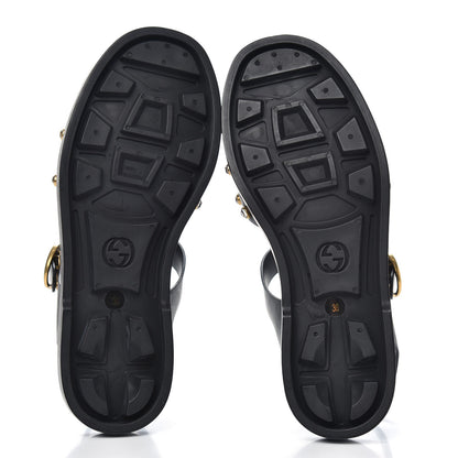 Gucci Rubber Crystal Womens Buckle Strap Sandals 36 Black 5 of 9