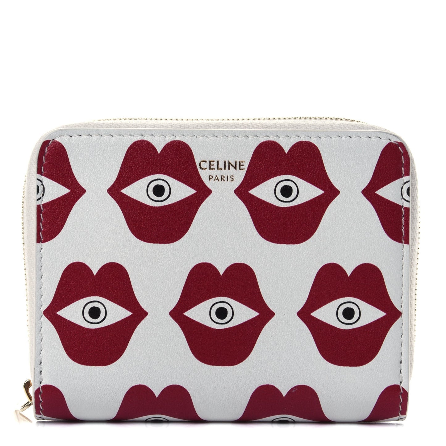X ANNELI SANAYE HENRIKSSON Smooth Calfskin Telepathic Compact Zip Wallet Red White