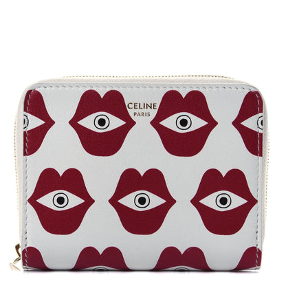 Celine X ANNELI SANAYE HENRIKSSON Smooth Calfskin Telepathic Compact Zip Wallet Red White 1 of 4
