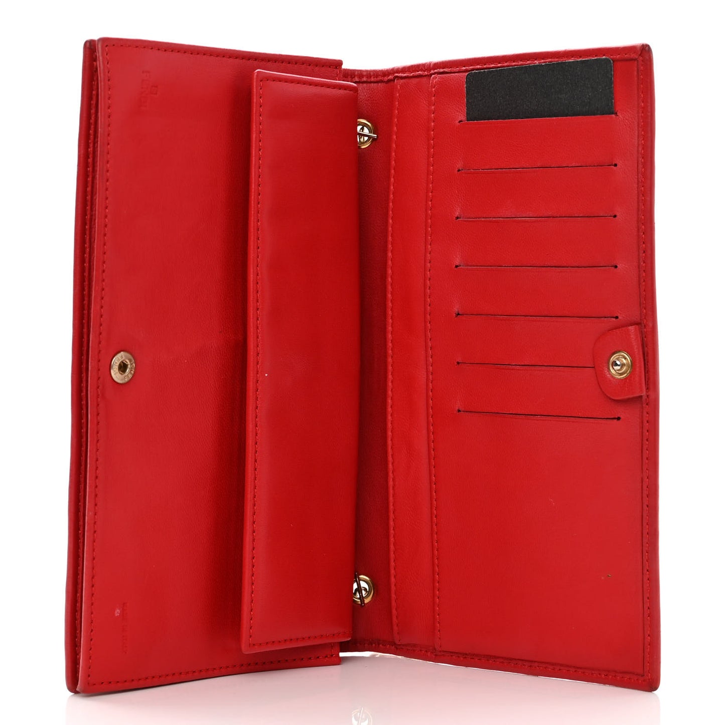 Nappa Logo Embossed Long Wallet on Chain Rosso