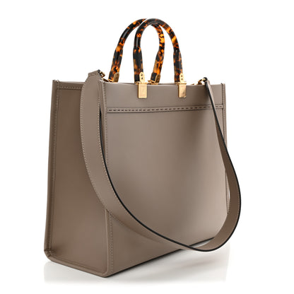 Fendi Vitello King Plexiglass Logo Embossed Medium Fendi Sunshine Shopper Tote Tortora 3 of 10