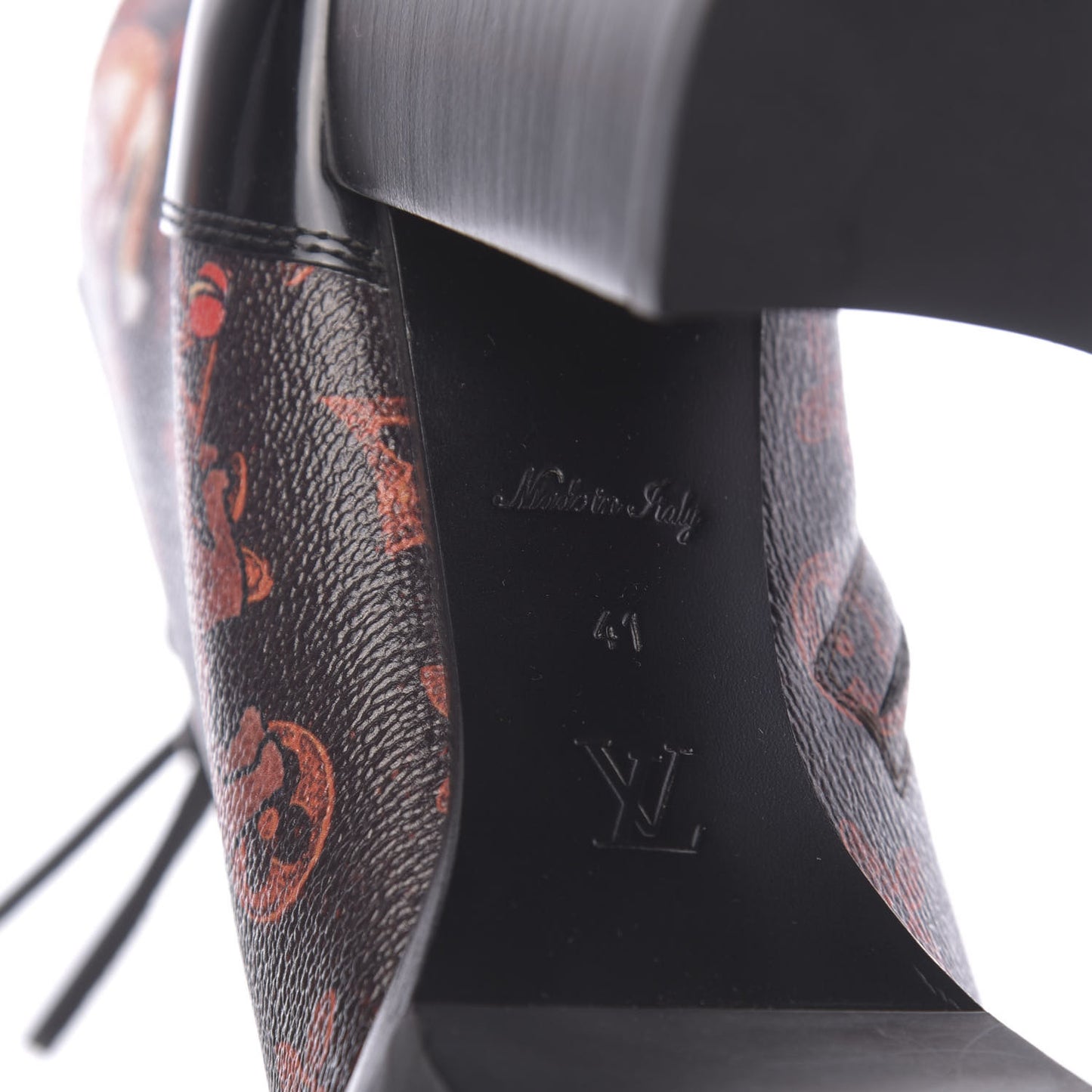Patent Calfskin Catogram Star Trail Ankle Boots 41 Black Marron
