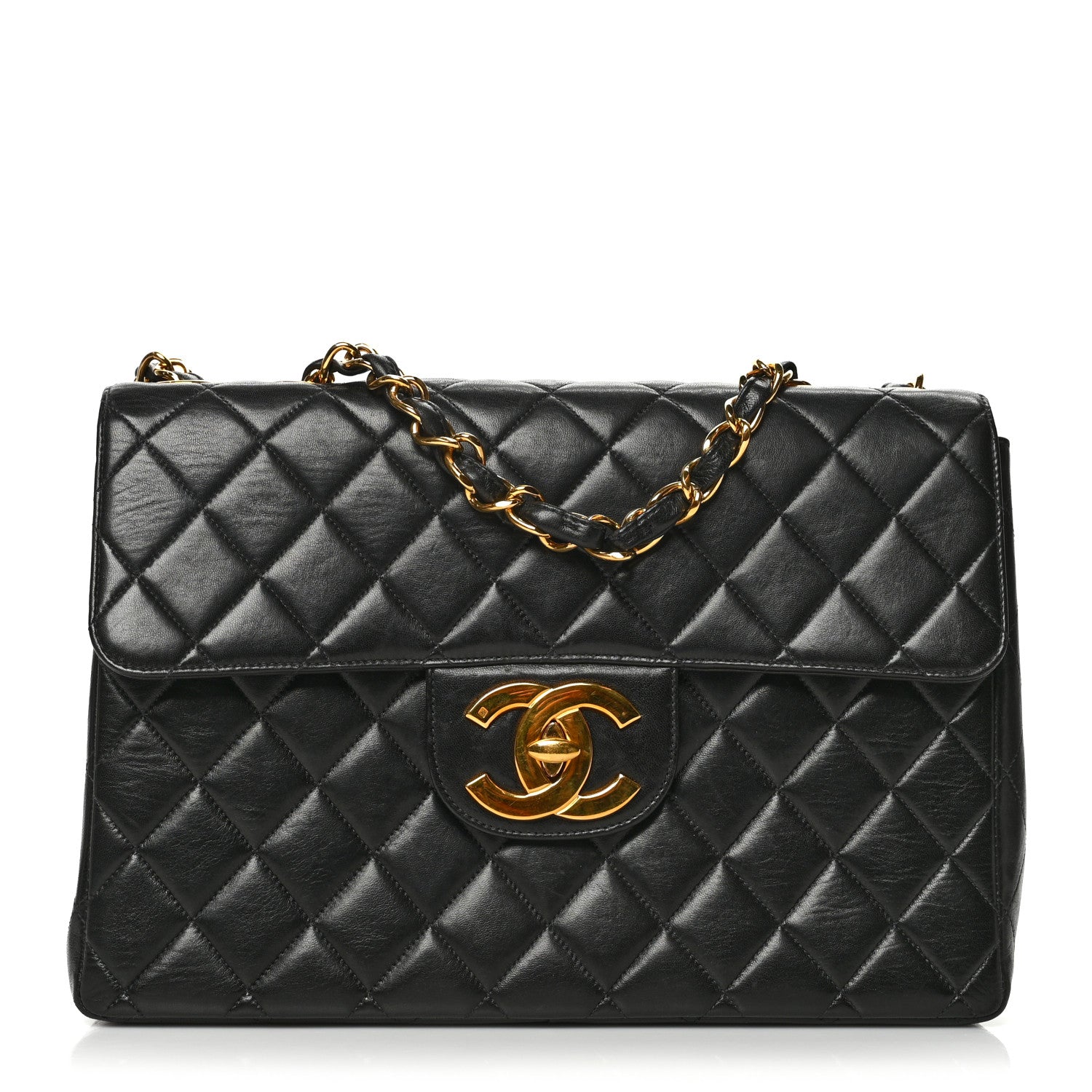 Chanel Lambskin Quilted Jumbo Single Flap Black 1 of 10