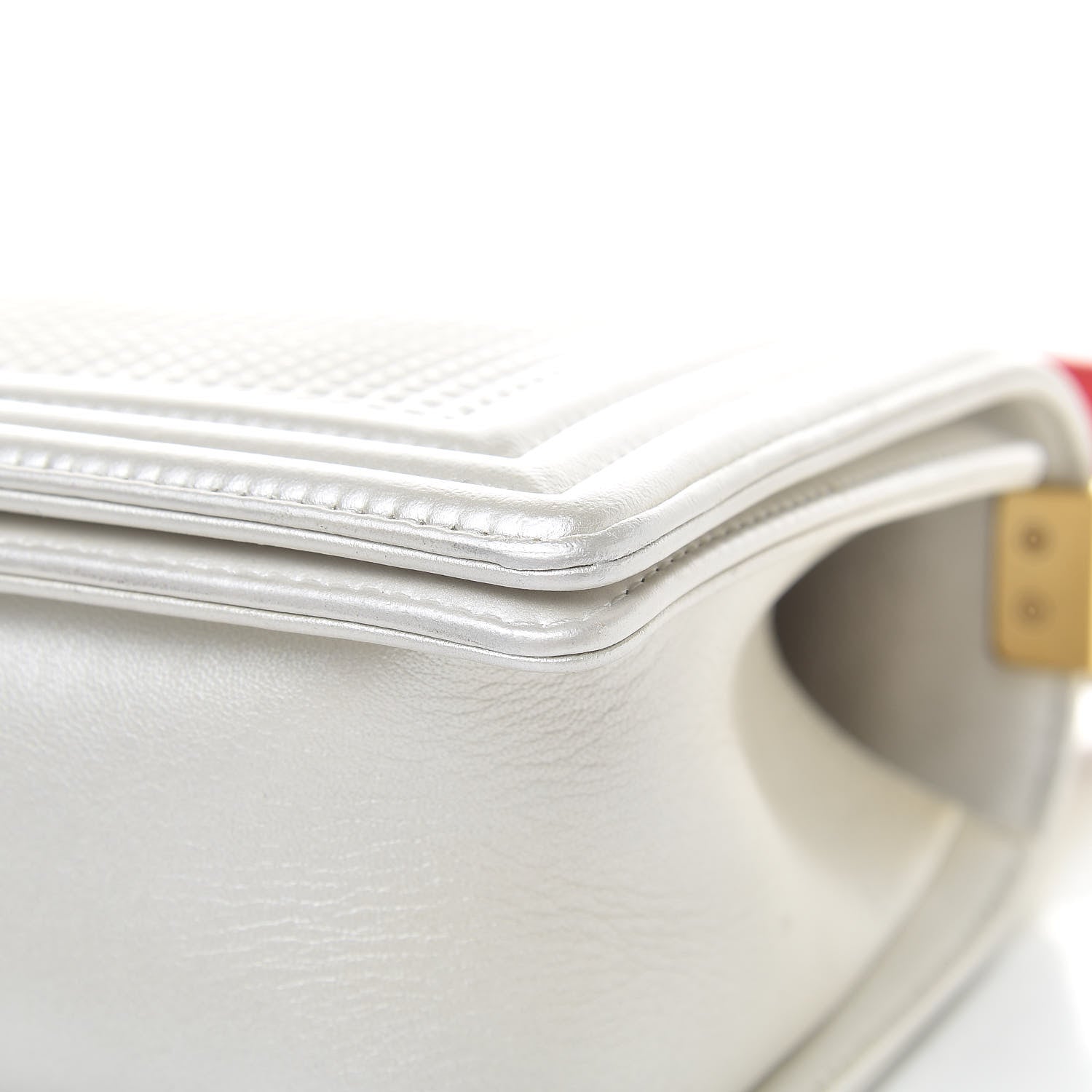 Chanel Lambskin Embossed Medium Boy Cube Flap White Red 10 of 17